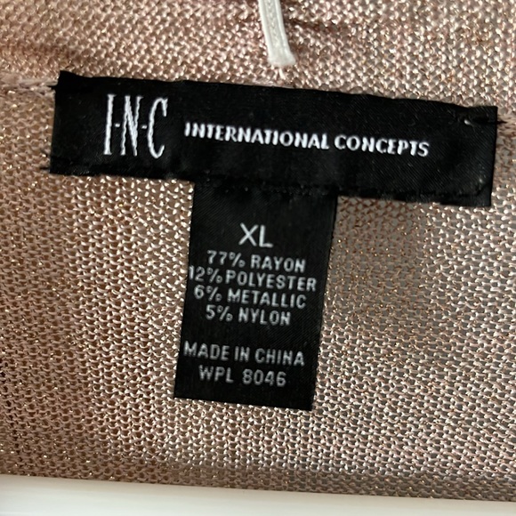 INC women’s rose metallic long sleeves top with attached tank top-XL - Picture 2 of 3